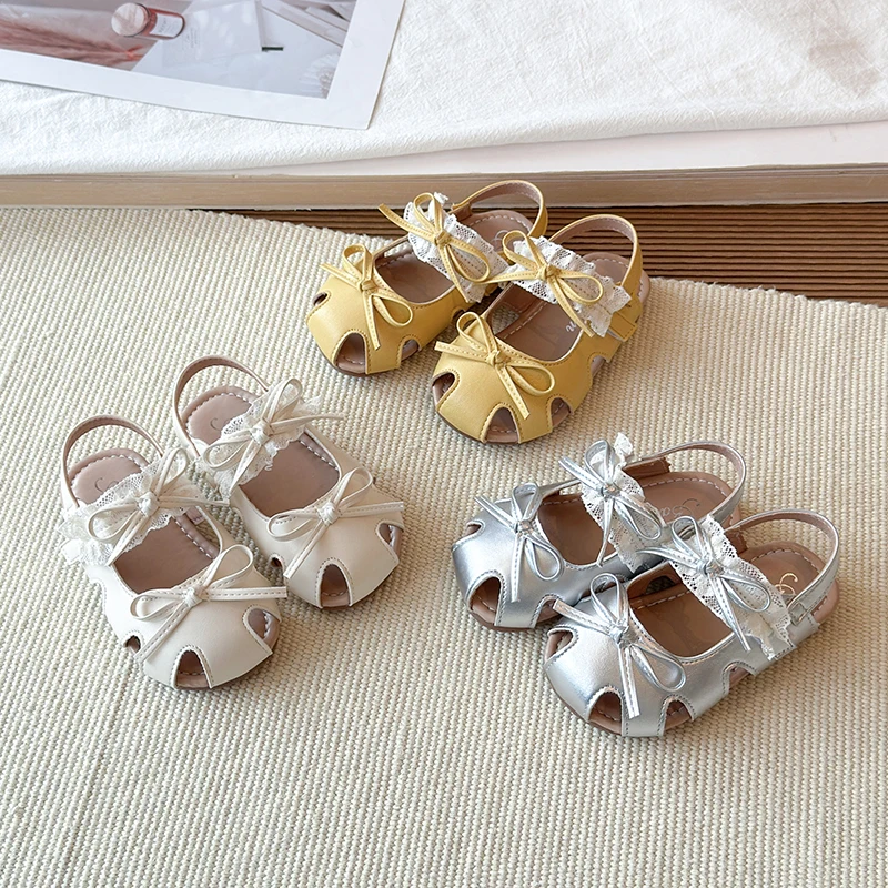 

Girls Princess Sandals Soft Sole Non-Slip Bow Decoration Kids Casual Beach Shoes Summer Outdoor Walking Sandals for Children