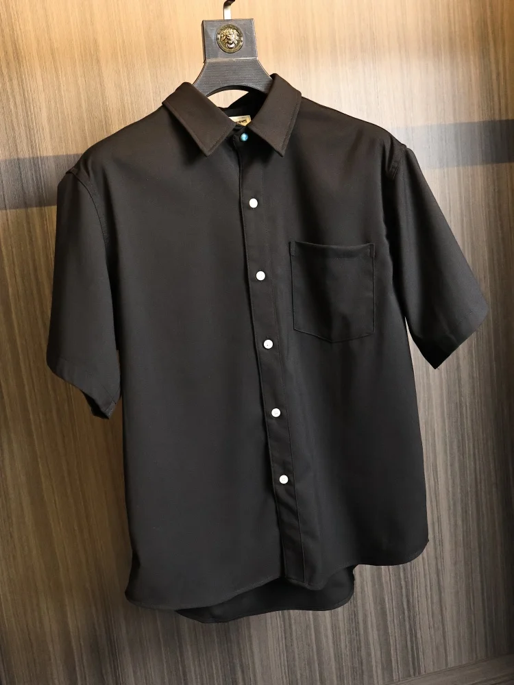 Gentlemanly Quirky! Retro Artistic! Summer Men's Lightweight Breathable Draped Loose Collar Short Sleeve Shirt Fashionable Ur...