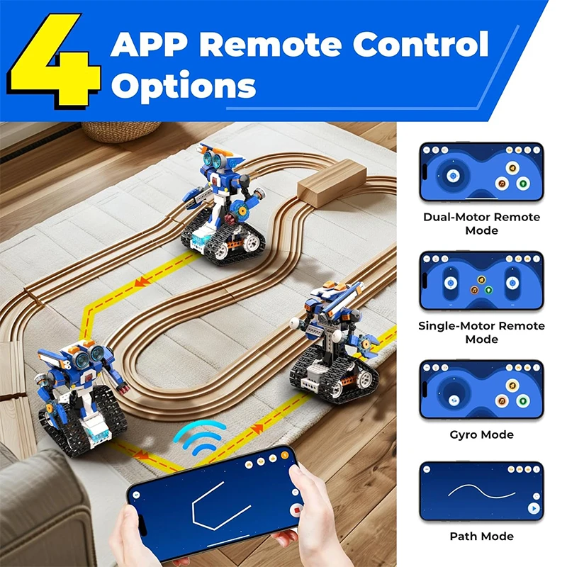 KITS de juguete STEM Robot Block y tablero de dibujo LCD Bloque un juguete de codificación STEM Robot de programación inteligente regalos para niños, 2 en 1