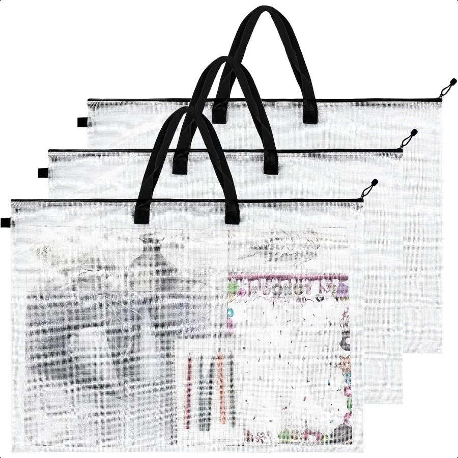 

Cunno 3 Pieces Art Portfolio Bag 24 x 36 Inch Large Posters Portfolios Case Board Storage Bags with Zipper and Handle Art Clear