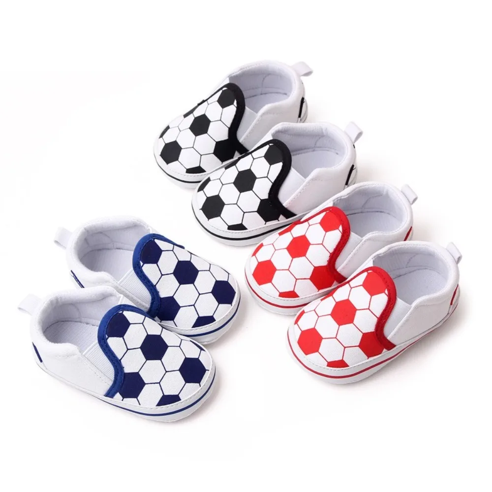 0-18 Months Baby Canvas Soccer Sports Shoes Shallow Mouth Cotton Sole Baby Shoes for First Steps Checkered Pattern Non-Slip