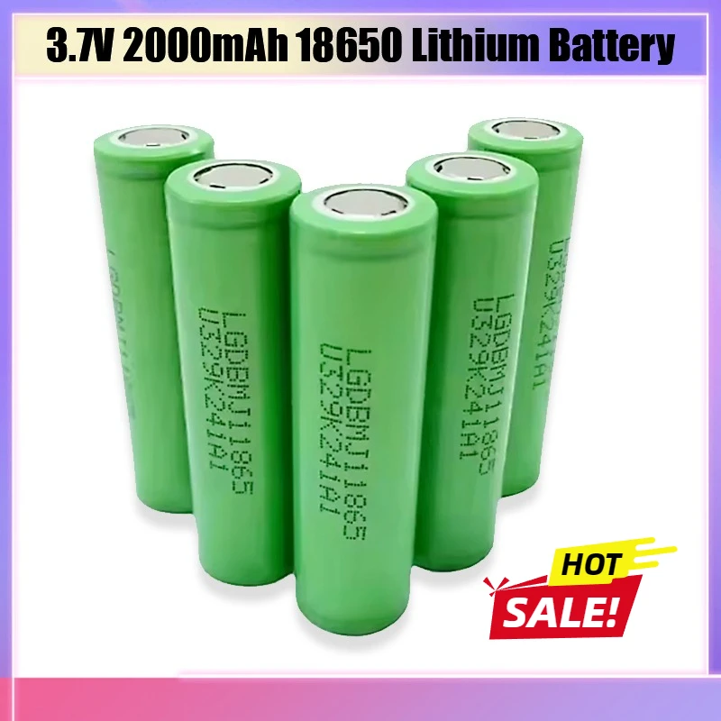 

100% New Original 3.7V 2000mAh 18650 Lithium Rechargeable Battery 25A INR18650 MJ1 for Power Tools Toys Light Flashlight