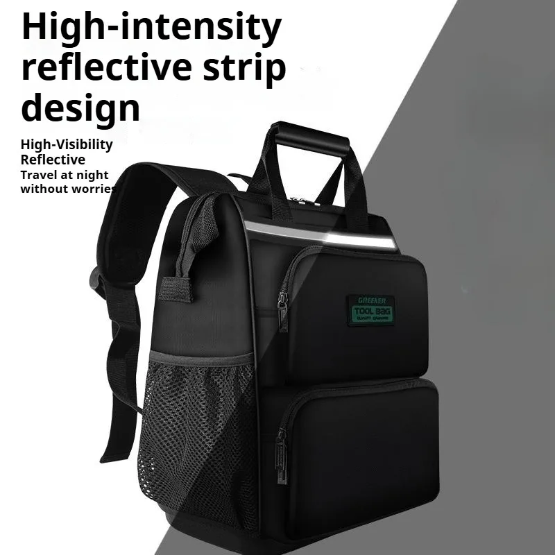 Portable Electrician Tool Backpack Multi-compartment Canvas Repairman Tool Bag Large Capacity Maintenance Tools Packaging