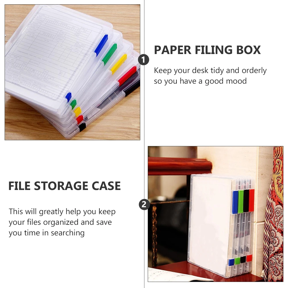 4 Pcs Folder Storage Box Organizer File Sorter Case Paper Rack Document Container Holder Clear Plastic Office