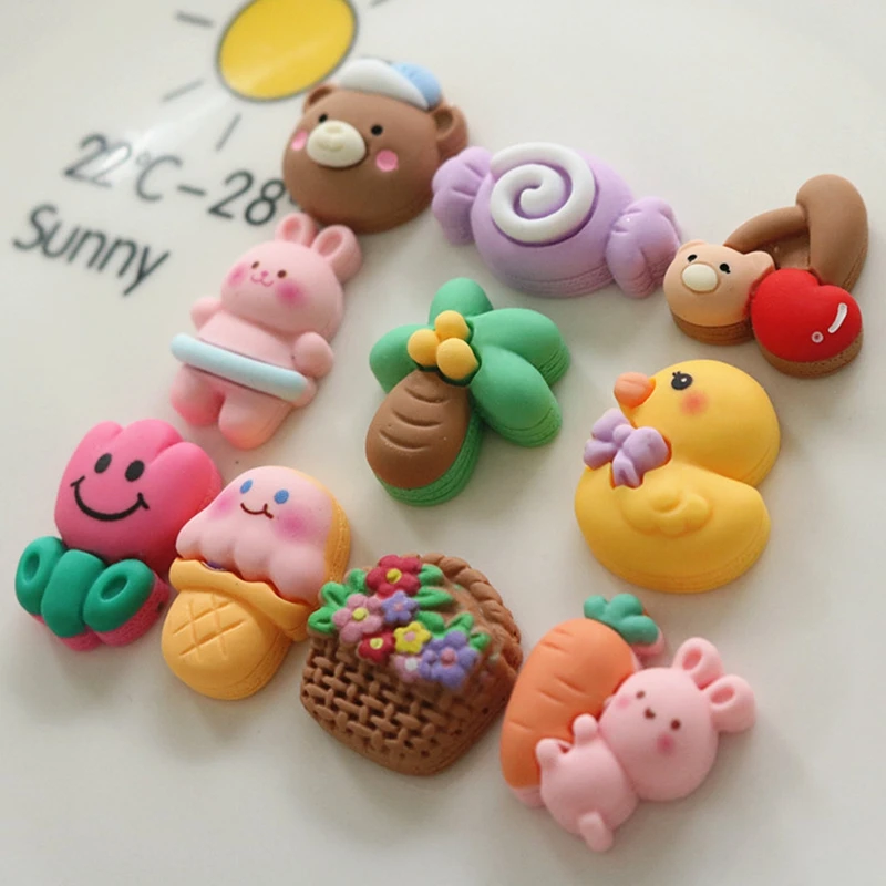 10 Pcs New Lovely Cartoon Macaron Bear Collection Flat Back Resin Scrapbooking DIY Jewelry Craft Decoration Accessorie A124