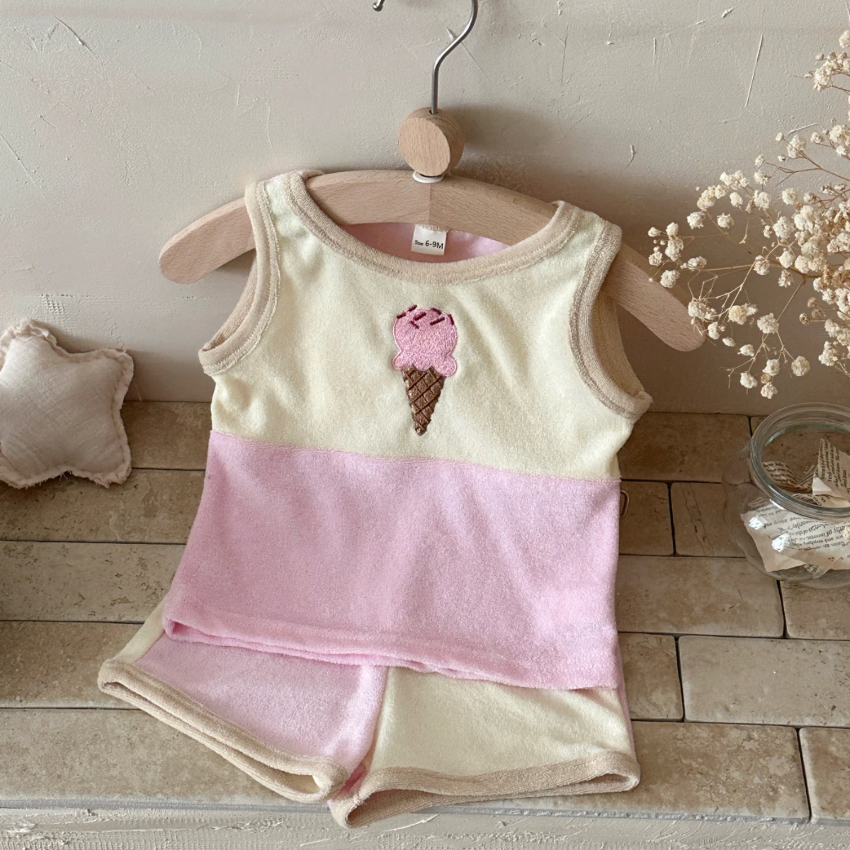 

Летний комплект для малышей: топ без рукавов и шорты с контрастными полосками, 2 предмета, подходит для детей от 0 до 3 лет.