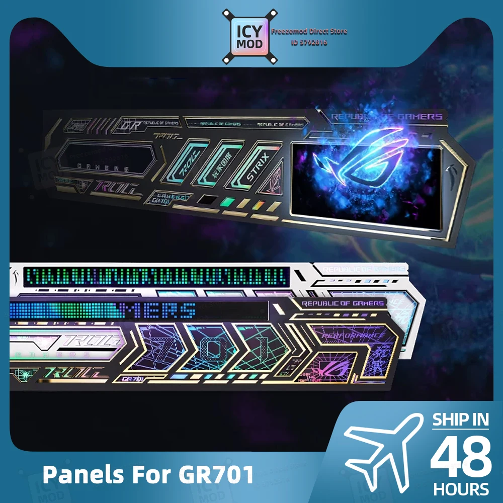 4 Paneles de Carcasa ASUS ROG GR701 con Monitor de Datos, Chasis de Repuesto para Gamers, Cubierta de PC ARGB 5V3PIN, Gabinete DIY MOD con Imán, Reacondicionamiento ATX