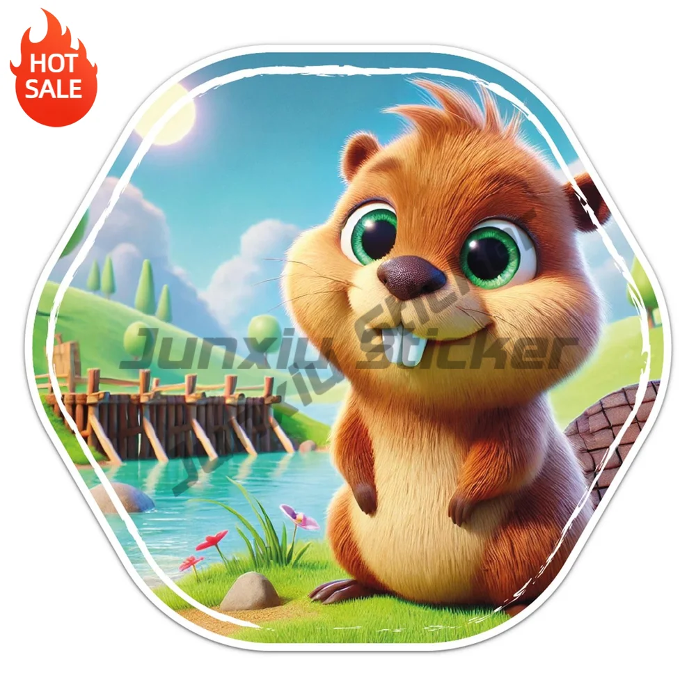 Sweet Beaver Animal Vinyl Car Sticker Self Adhesive Decal for Truck Window and Travel Case Creative Car Decor