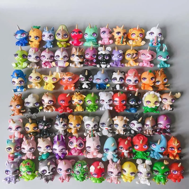 10pcs 5-6cm no repeat cartoon poopises slime animal style unicorn figure doll hard pvc kids collection model toy