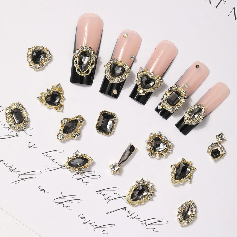 10PCS 3D Luxury Alloy Nail Art Charms เครื่องประดับอัญมณีหินอุปกรณ์เสริมสําหรับตกแต่งเล็บอุปกรณ์ตกแต่งเล็บวัสดุ