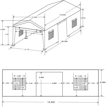 12X20Ft Outdoor Portable Garage Canopy Carport, Heavy Duty Car Tarp Canopy Tent, Car Garage Shelter Tent Party Tent, Waterproof