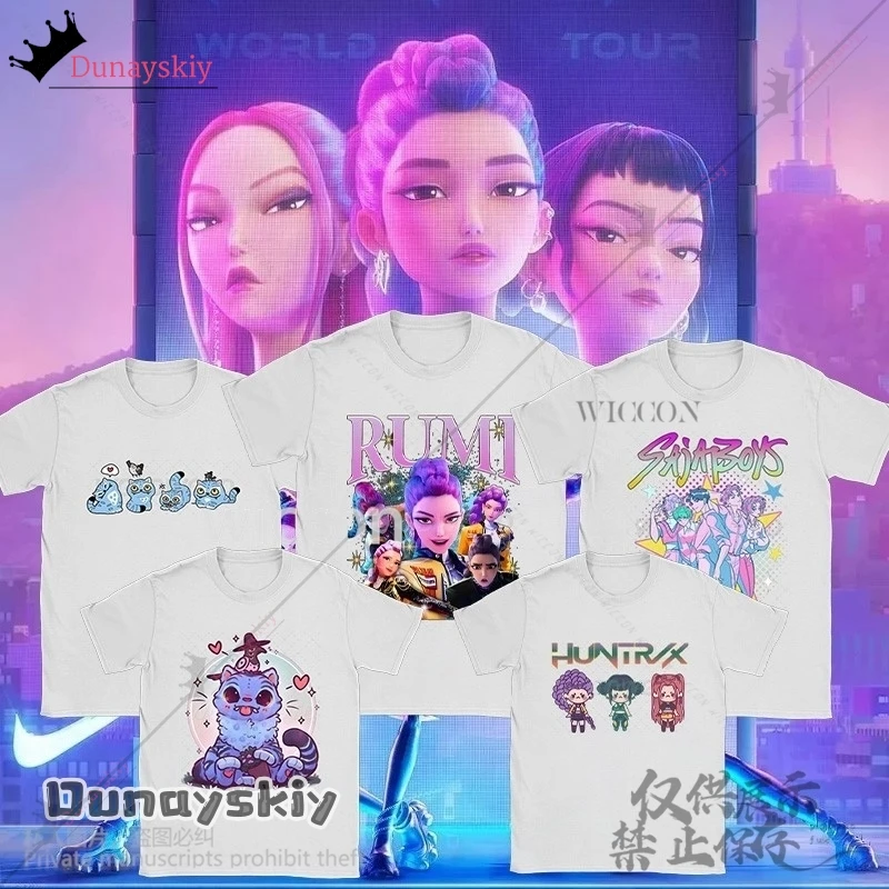 

KPop Demon Cosplay Anime Movie Kawaii Cartoon Tshirt Fanart Summer Print Breathable Cotton Cute Jirai Kei Girls Halloween 코스프레