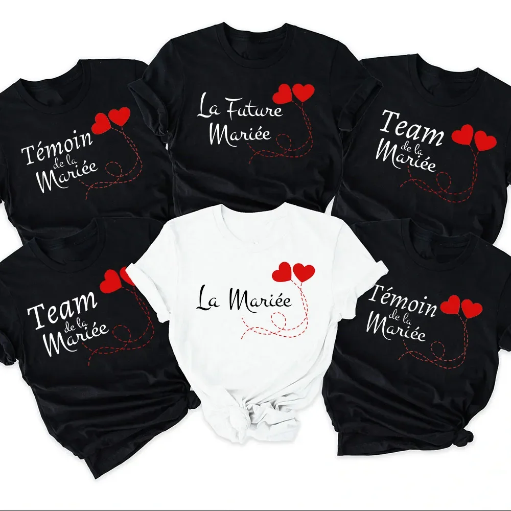 T-shirt d'enterrement de vie de jeune fille imprimé pour amies, T-shirt EVJF Team of The Bride, Tenue de mariage, Hauts et vêtements pour témoinnes et demoiselles d'honneur