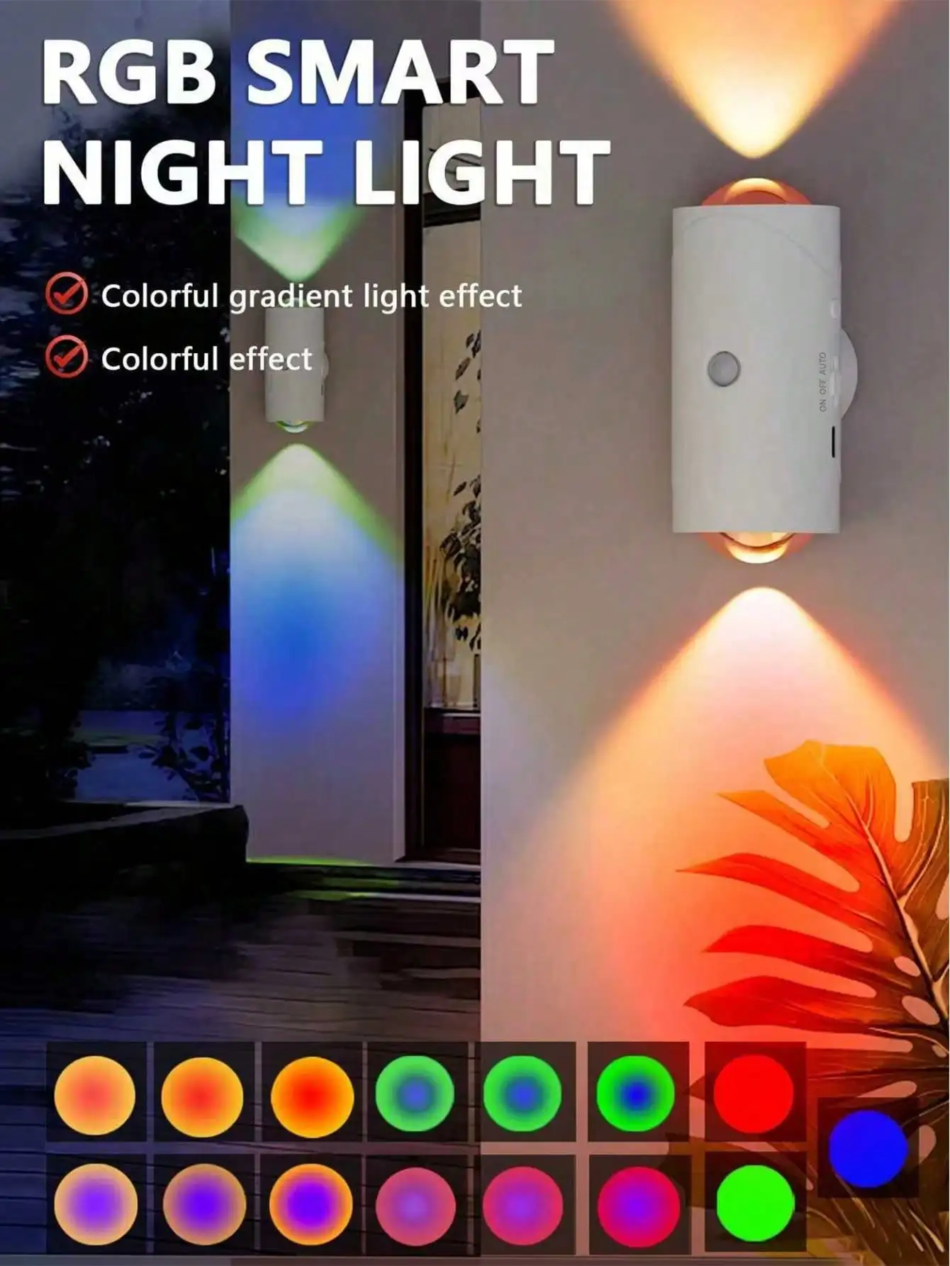 Bañador de pared LED de 3 modos: haz arriba/abajo, recargable por USB-C, inalámbrico para terraza/dormitorio/escritorio.
