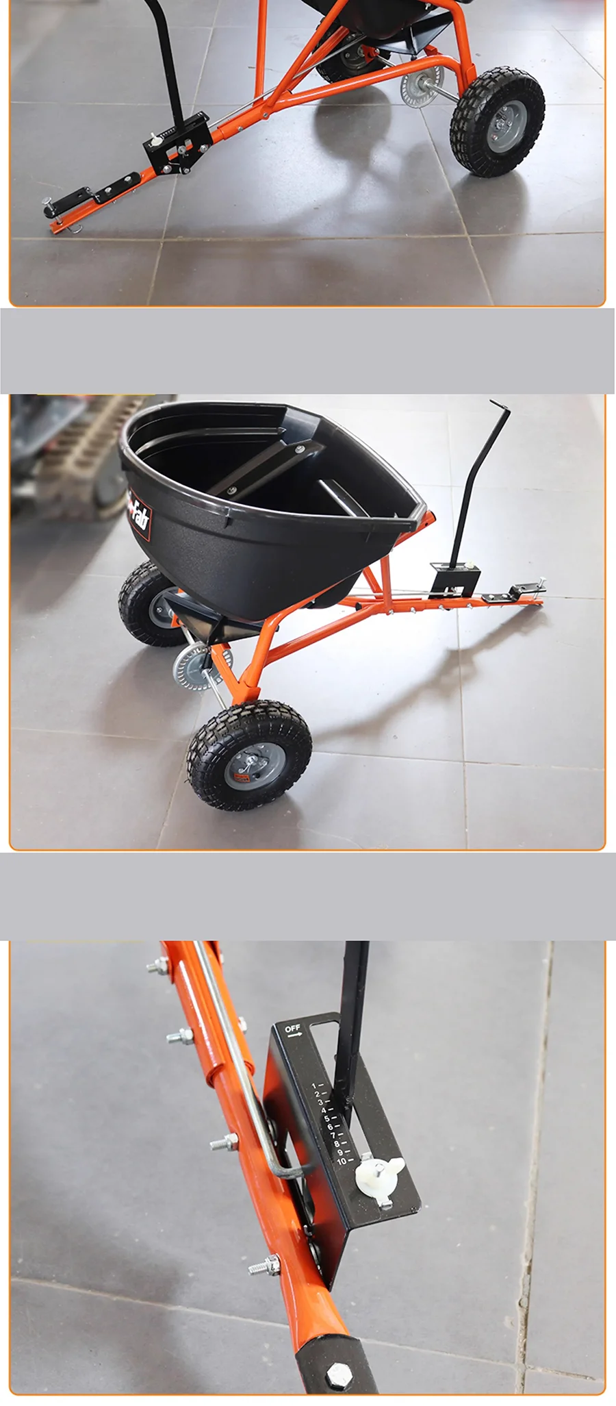 Garden fertilizer spreader, lawn cart 1023, mounted fertilizer spreader, lawn machinery and fertilizer spreader accessories