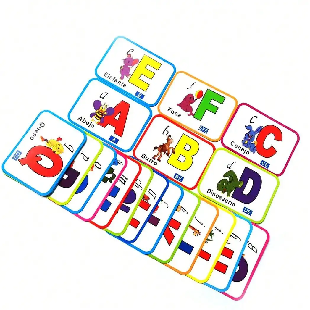 28 Spanish alphabet learning cards (15cm x 11cm) Exquisite illustration teaching cards can improve cognitive learning ability