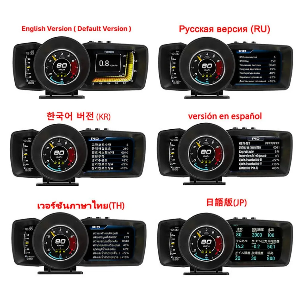 Newest A600 Car Head Up Display OBD2+GPS Car HUD Security Alarm Speedometer Gauge Water Temp RPM Tachometer for Car 2008+