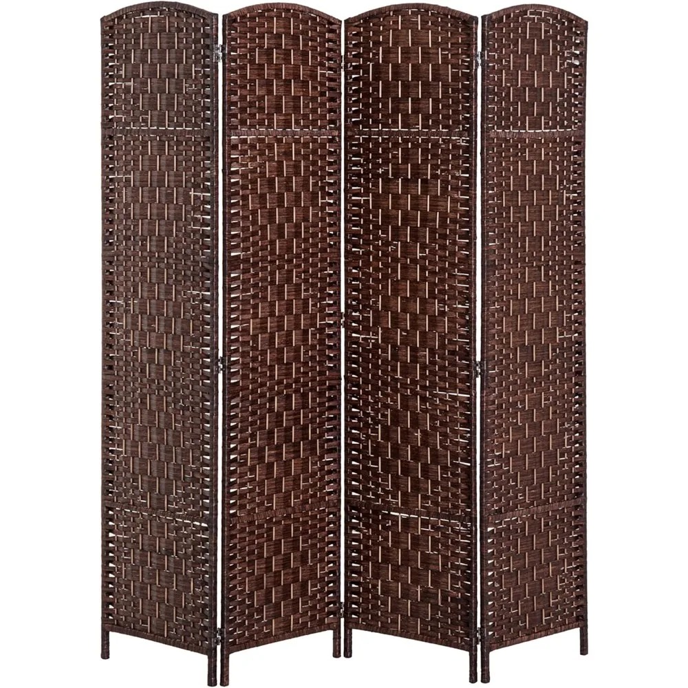 

Room Divider 4 Panels Folding Privacy Screen 6FT Tall Portable Wicker Weave Partition Wall Divider