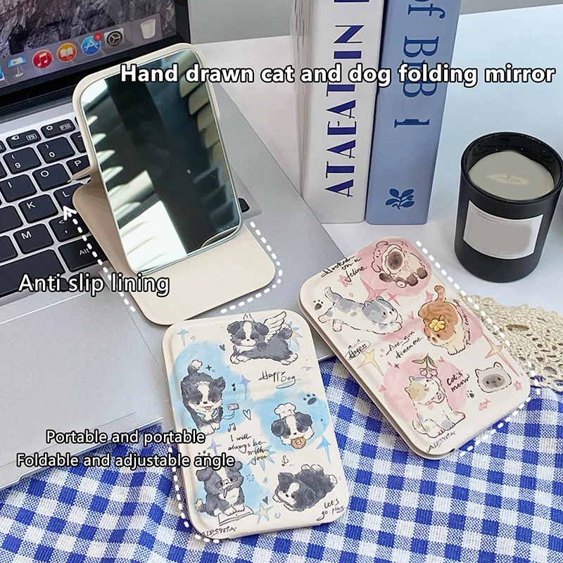 

Women Mini Mirror Folding Makeup Hand Mirror Portable Single-side Mini Cosmetic Mirror Foldable High Definition Vanity Tools