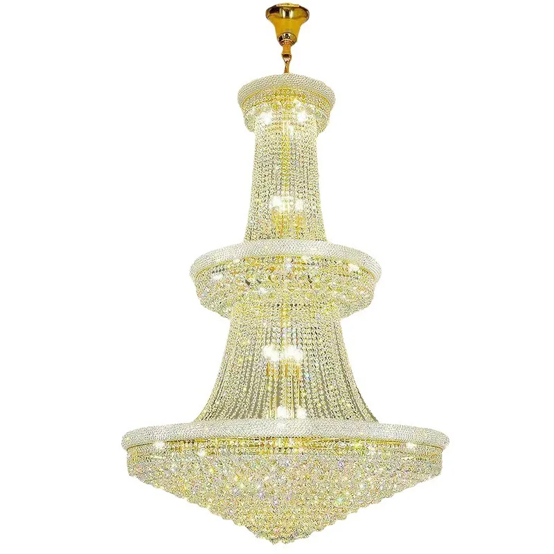 

Duplex building crystal chandelier light luxury modern high-end atmospheric villa living room