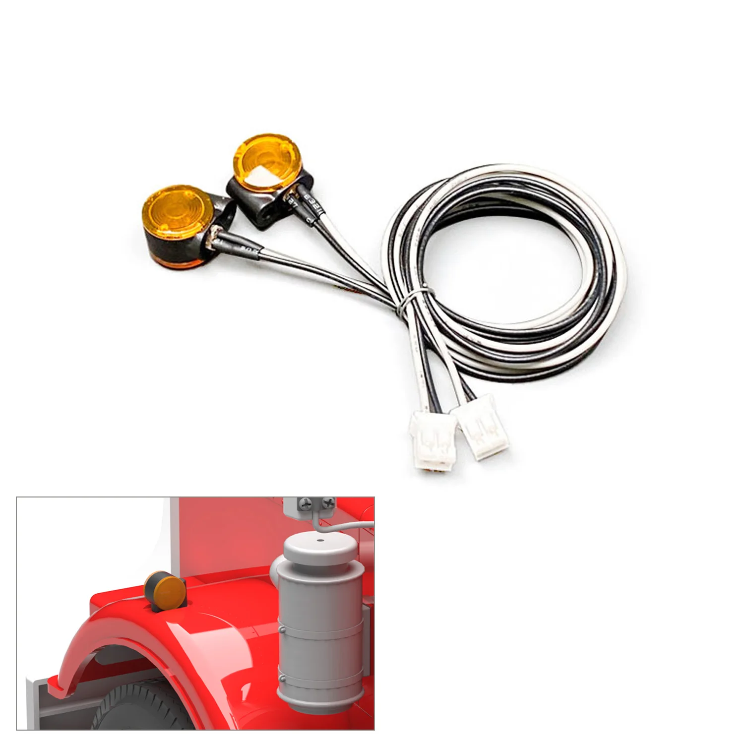 LED 2.2-3V MARKER โคมไฟหัวพลาสติก 1 คู่สําหรับ DIY TAMIYA 1:14 RC รถบรรทุกรุ่น King Hauler Tipper รถ Part