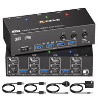 HDMI+2Displayport KVM Switch 3 Monitors 2/3/4 Computers 8K@60Hz 4K@144Hz,Triple Monitor KVM Switches with 4 USB3.0  Devices