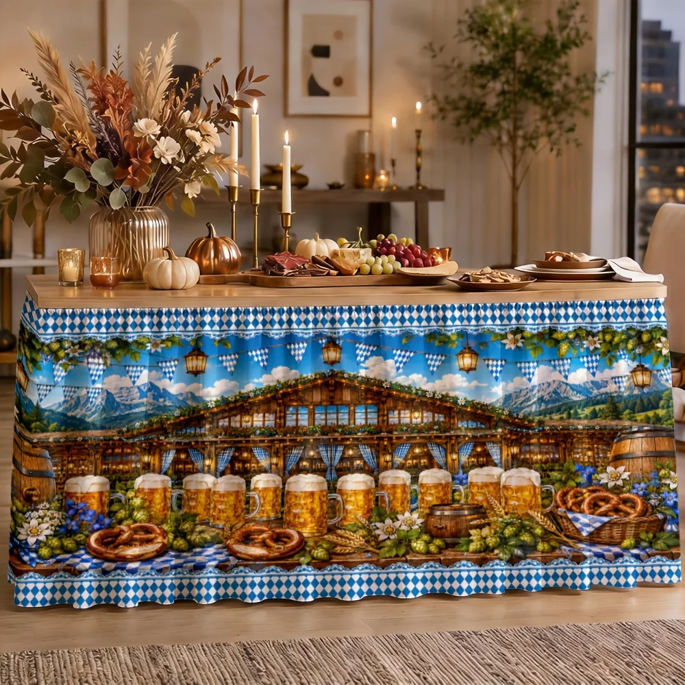 Party tablecloth table skirt 1 piece Munich Oktoberfest tablecloth Bavarian style Beer Festival beer hall mountain view