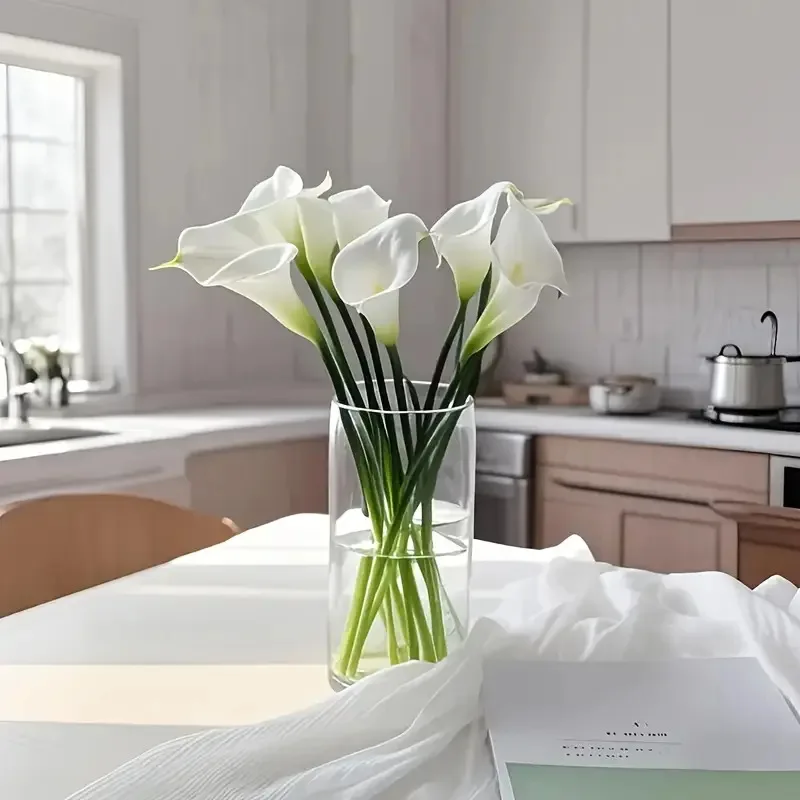 5/10 Stück Realistische Weiße Calla-Lilien Brautstrauß PU Calla Kunstblumen Heim Schlafzimmer Tischdekoration Fotografie-Requisite – Detail 9
