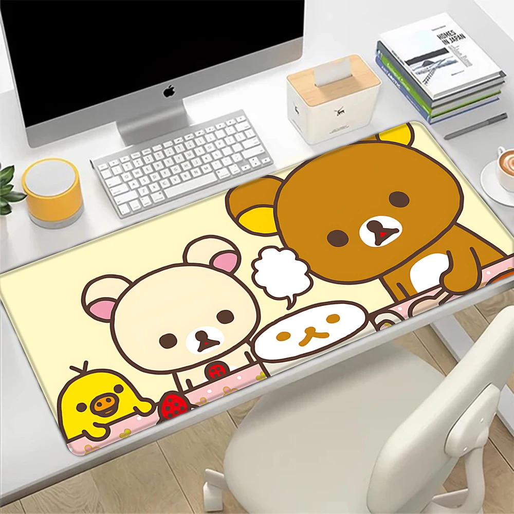 Cartoon Cute Rilakkumas Mousepad HD Printing Computer Gamers Locking Edge Non-slip Mouse Pad XXL90x40cm Keyboard PC Desk Pad