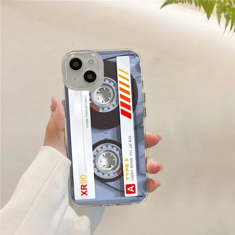 Phone Case for IPhone 16 15 14 13 12 11 Pro Max X XS MAX 7 8Plus SE Retro Vintage Old Cassette Tape Silicone TPU Soft Back Cover