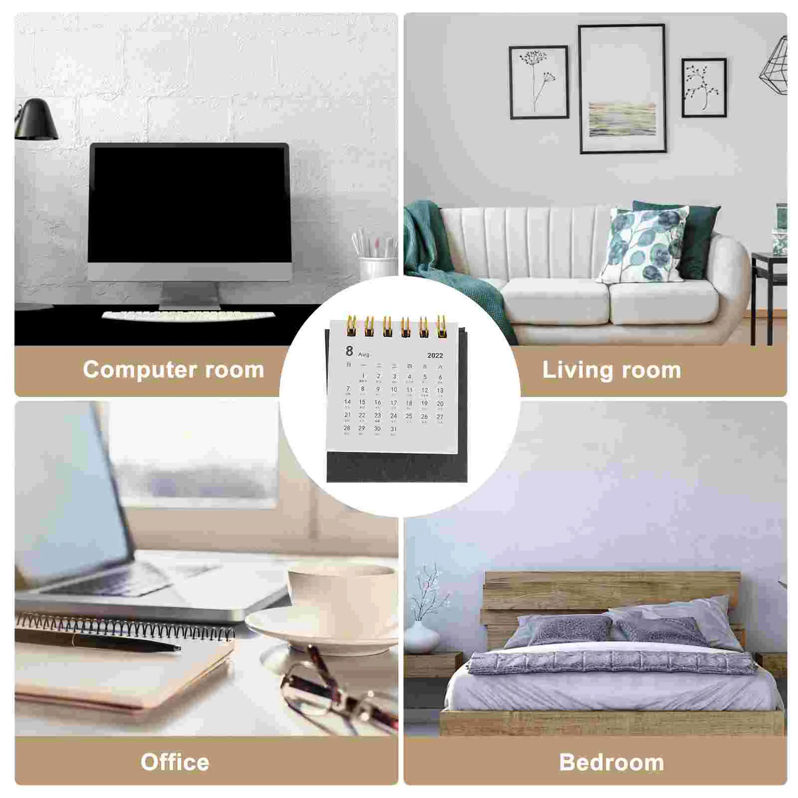 2 PCS 2022 Mini Desk Calendar Portable New Year Home Schedule Office Decorative Novel Tabletop Calendars