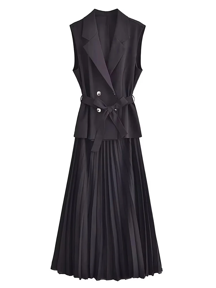 Corset Dress Women Pleated Vests Long Dresses for Women 2024 Sleeveless Office Party Dress Ruched Midi Evening Dresses