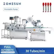 ZONESUN-máquina etiquetadora de llenado de líquidos, tubo de bomba peristáltica completamente automática, línea de producción de soluciones de ZS-FAL180Z3