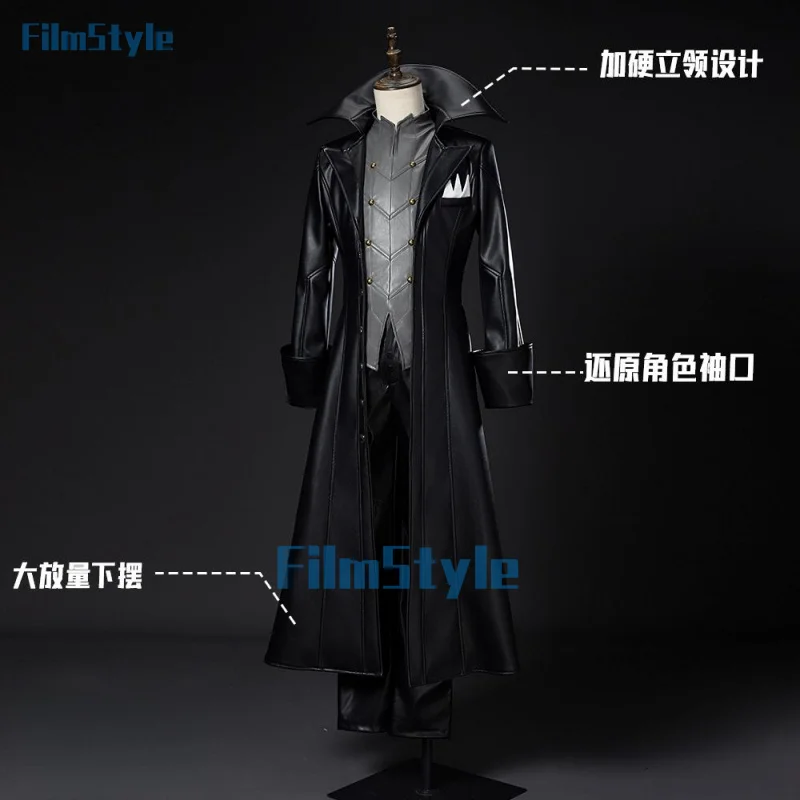 HOLOUN P5 Game Ren Amamiya Cosplay Costume Wig Mask Joker Faux Leather Coat Pants Vest Gloves Daily Wear Cos Convention Rose Net