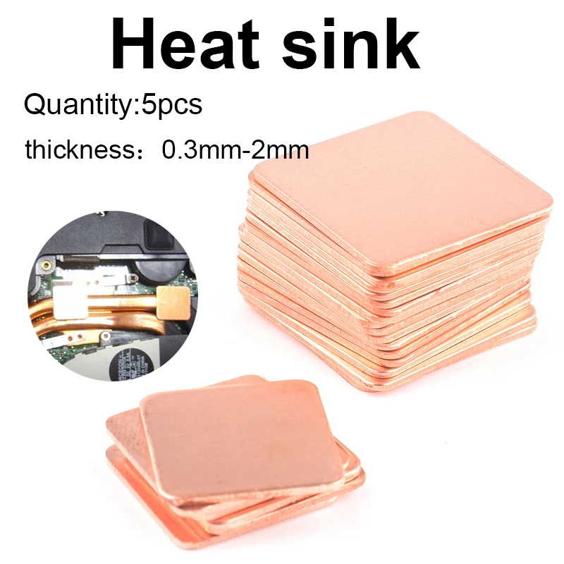 5pcs 0.3mm-2mm DIY copper sheet radiator heat sink heat sink for laptop GPU CPU chip heat sink heat sink copper sheet