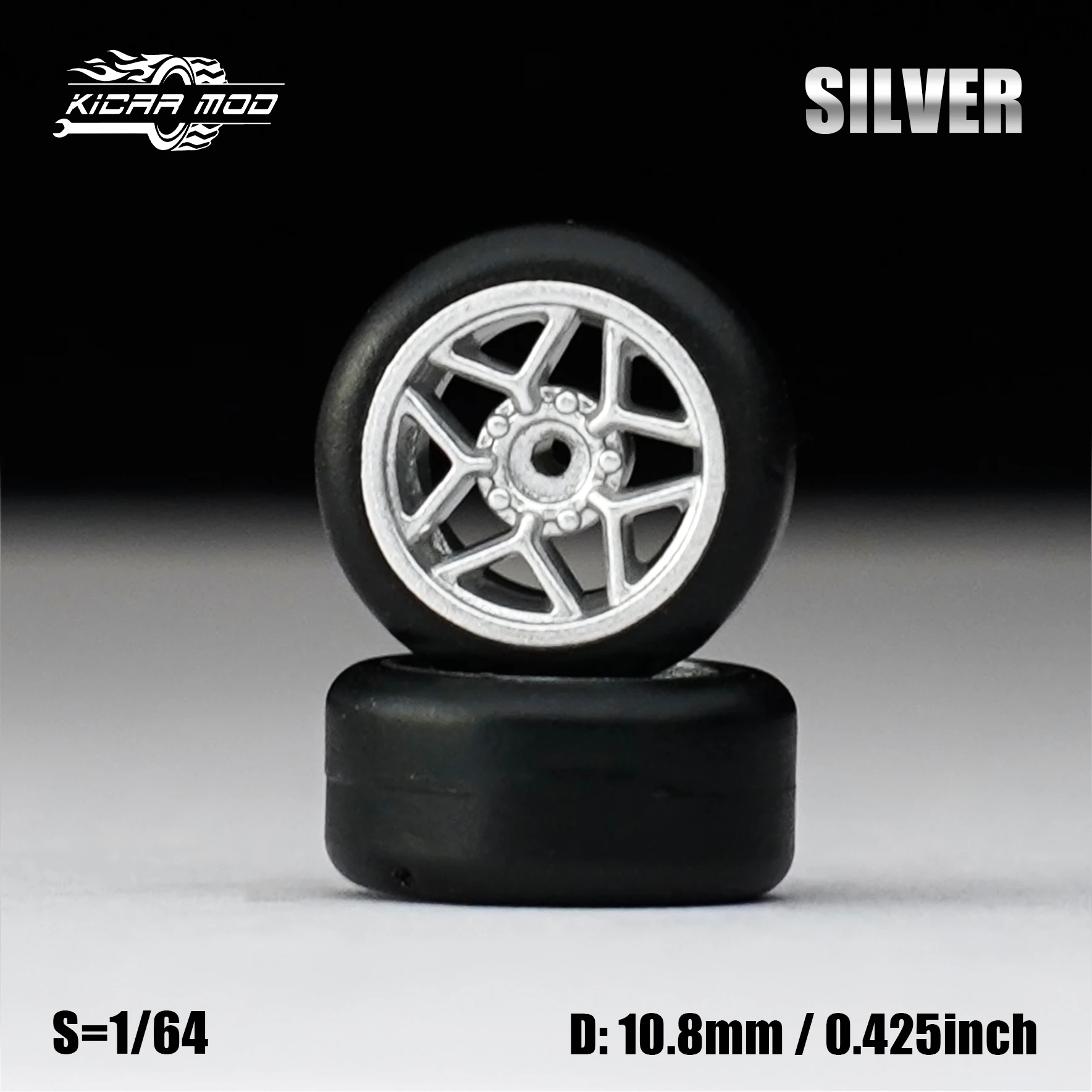1/64 Modellauto Silber & Graue Räder mit festen Gummireifen, inklusive Nieten für Diecast-Modellautos – Detail 12