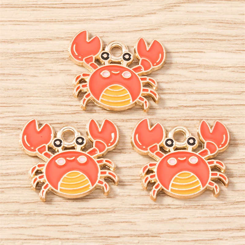 10 Stück Mix süße Meereslebewesen Charms Emaille Oktopus Hummer Krabbe Charms Anhänger für Schmuckherstellung Halsketten Ohrringe DIY Geschenke – Detail 6