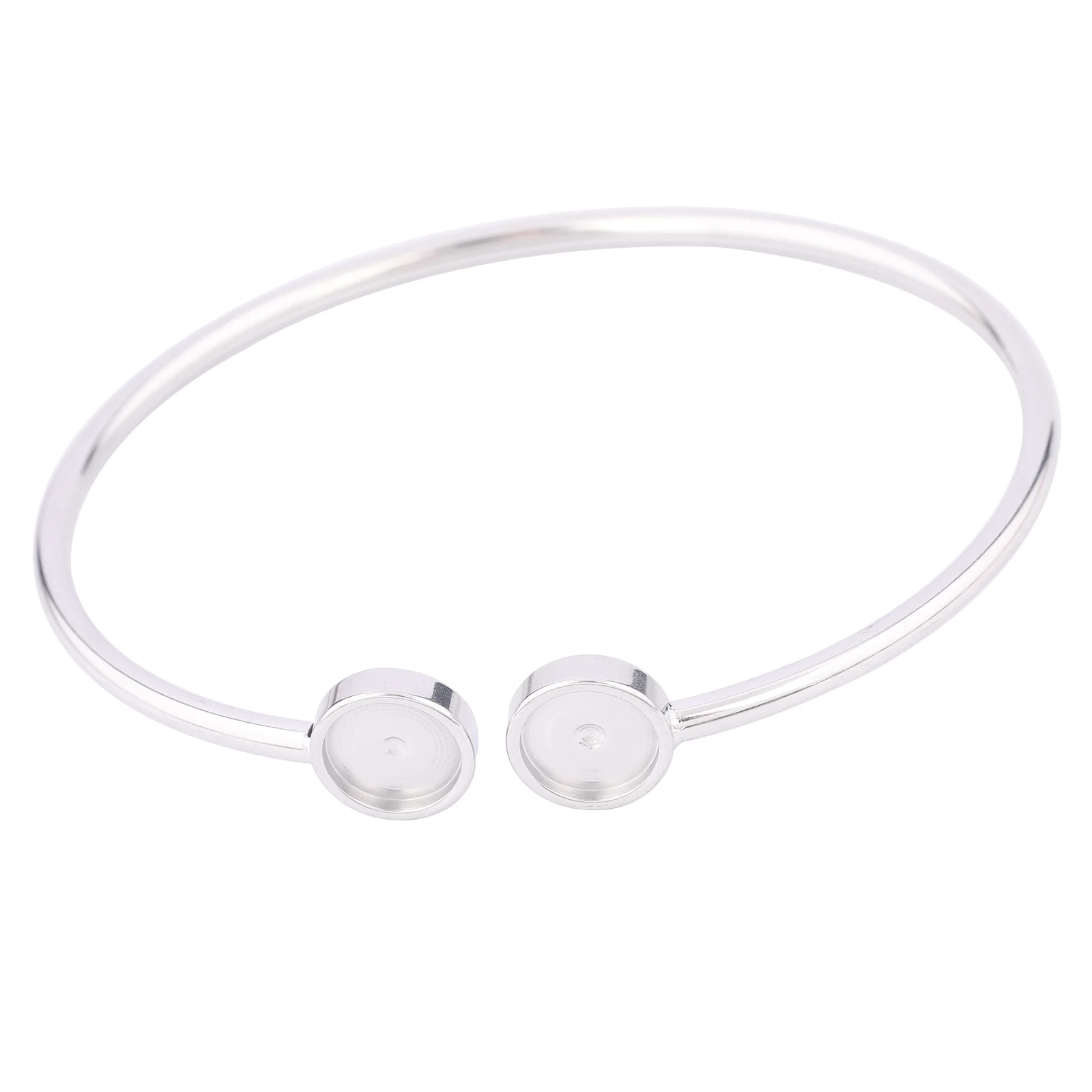 2pcs Stainless Steel 58mm Bendable Cuff Bracelet Base Settings Rose Gold 8mm Cabochon Bangle Bezel Blanks Diy jewelry Findngs image 3