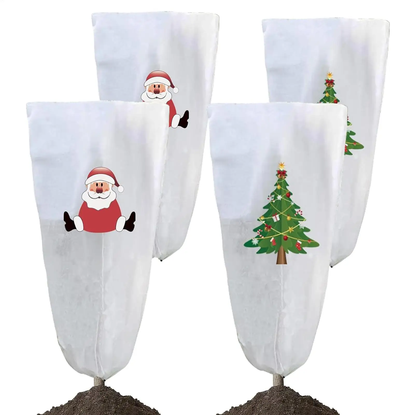 Plant Frost Protection Covers 2 Pieces Christmas Non-woven Bark Barrier Weatherproof Bark Guard Sheet For Outdoor Fence Garden