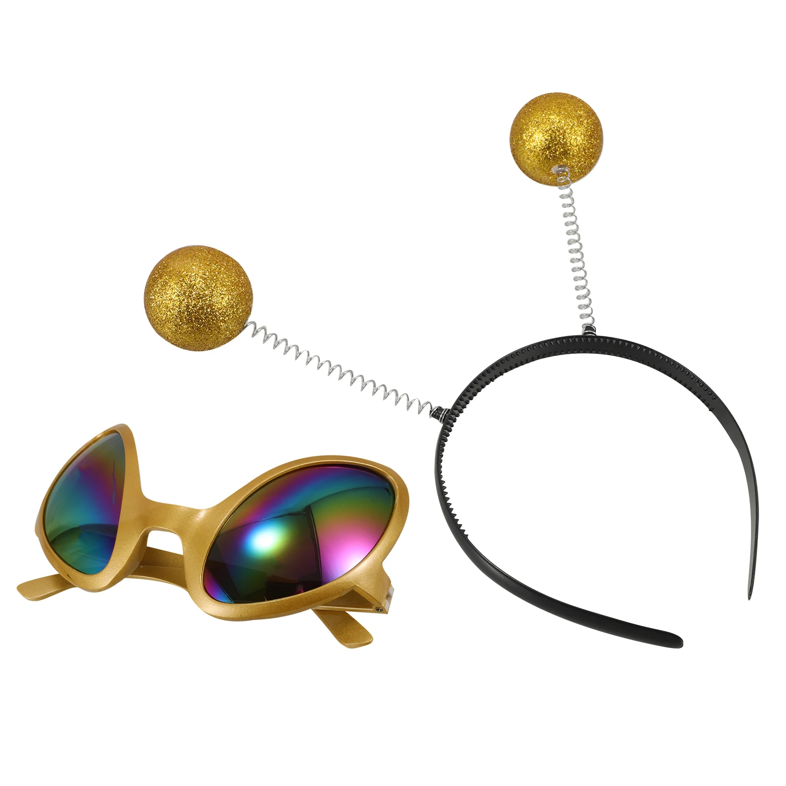 

1 комплект очков, повязка на голову, забавный реквизит для косплея, прочные аксессуары для вечеринок, изысканный дизайн, солнцезащитные очки с радужными линзами