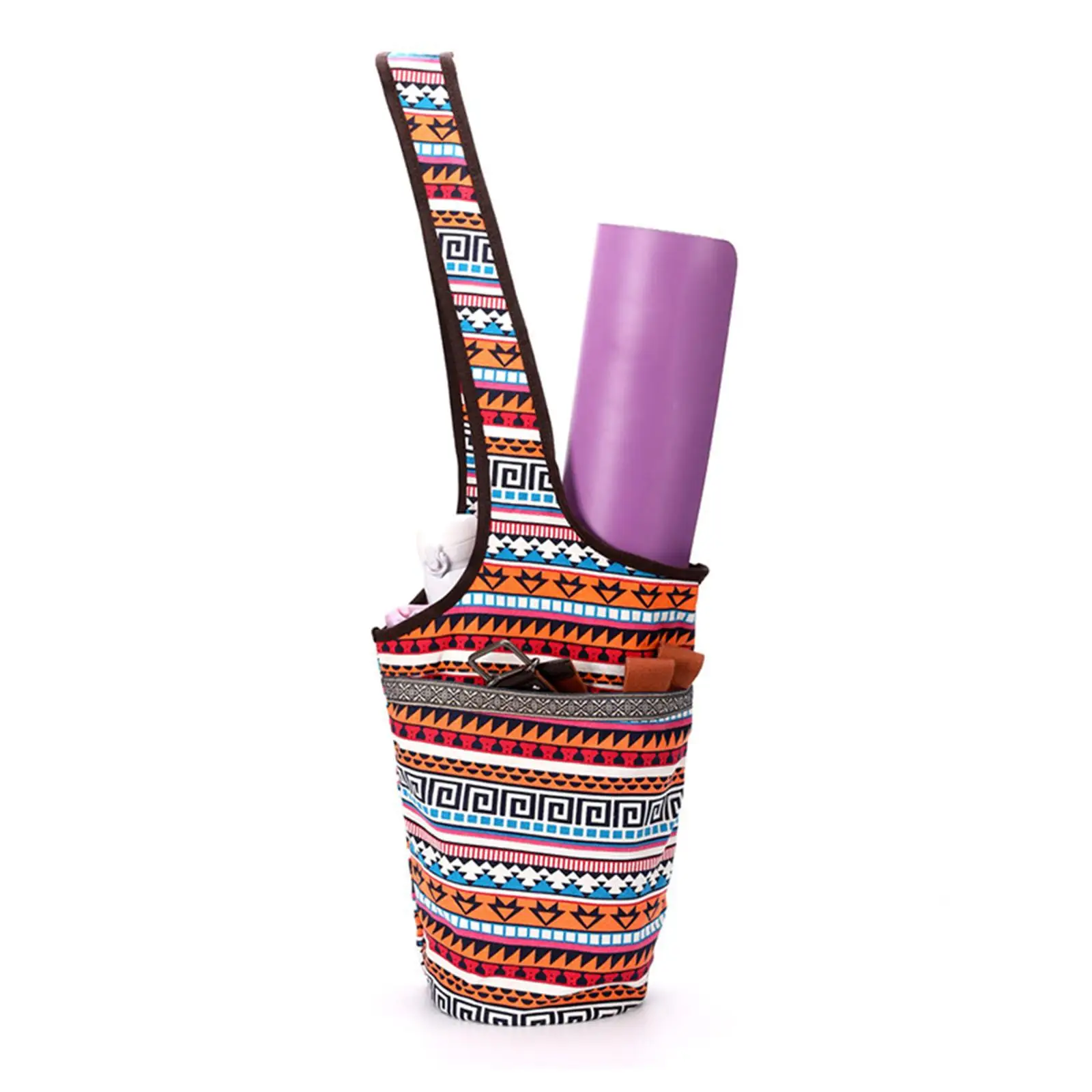 

Mat Bag Printed Canvas Tote Bag Zippered Pocket Carrier Washable