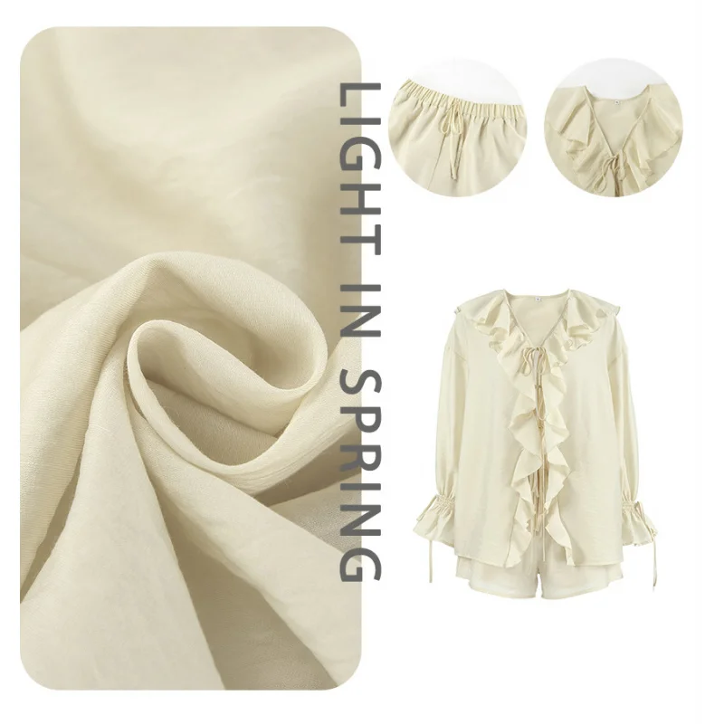 

Talenza Ruffled Lace-Up Shirt Women's Summer New V-neck Long Sleeve White Blouses Top Elegant Casual Commuting Women Blouse 2025