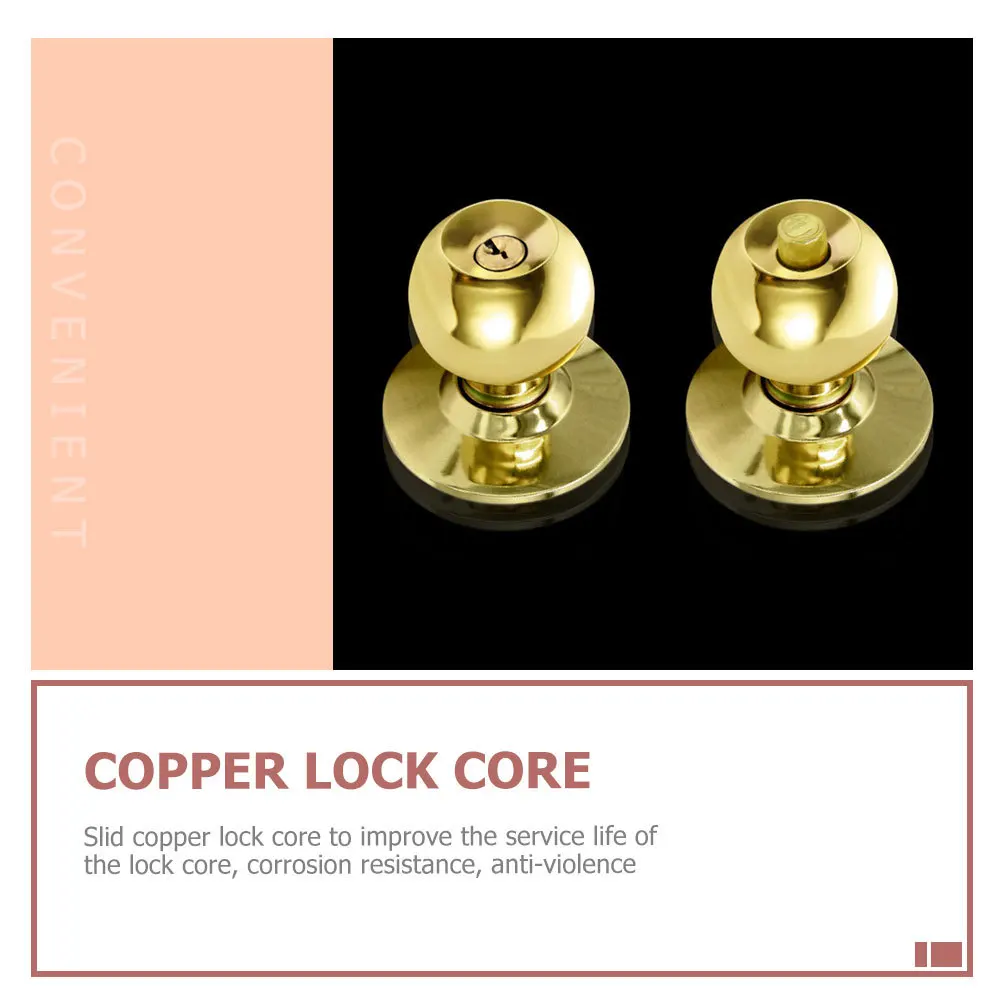 

1 set 1 Set Stainless Steel Spherical Lock For Home Door Knob Slid Copper Core Corrosion Resistant Room Door Lock Hardware