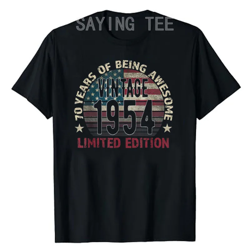 70th Birthday Gift Men Vintage Born 1954 Turning 70 Year Old T-Shirt Funny US Flag Pride American Graphic Tee Daddy Grandpa Gift