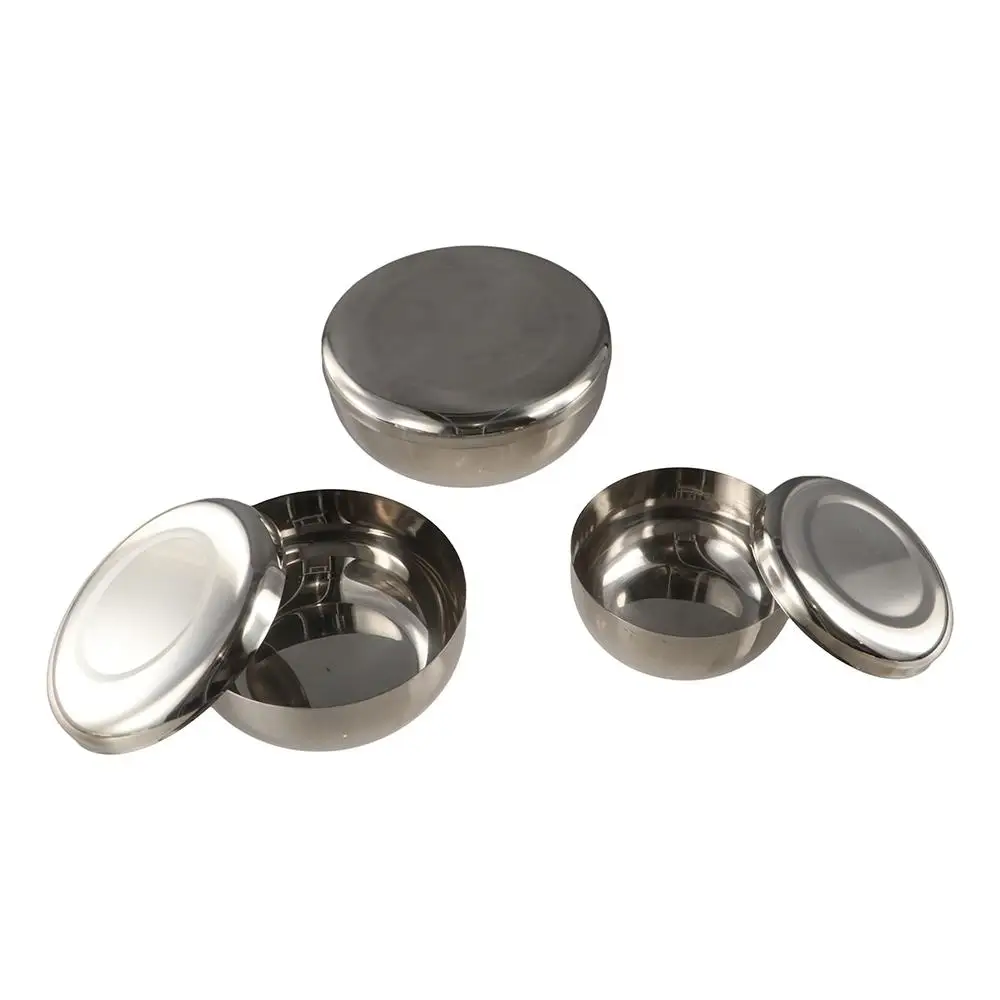 With Lid Korean Stainless Steel Bowl Round Silver Rice Bowl Anti Drop Smooth Surface Children Bowl Cream Foam