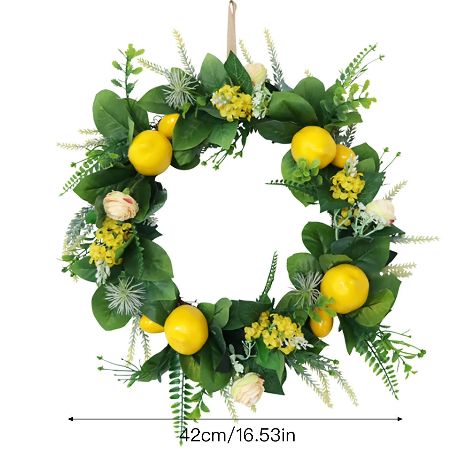 Summer Fruit Leaves Wreath Artificial Yellow Lemon Door Hanging Decorations For Wall Home Decor Pendant