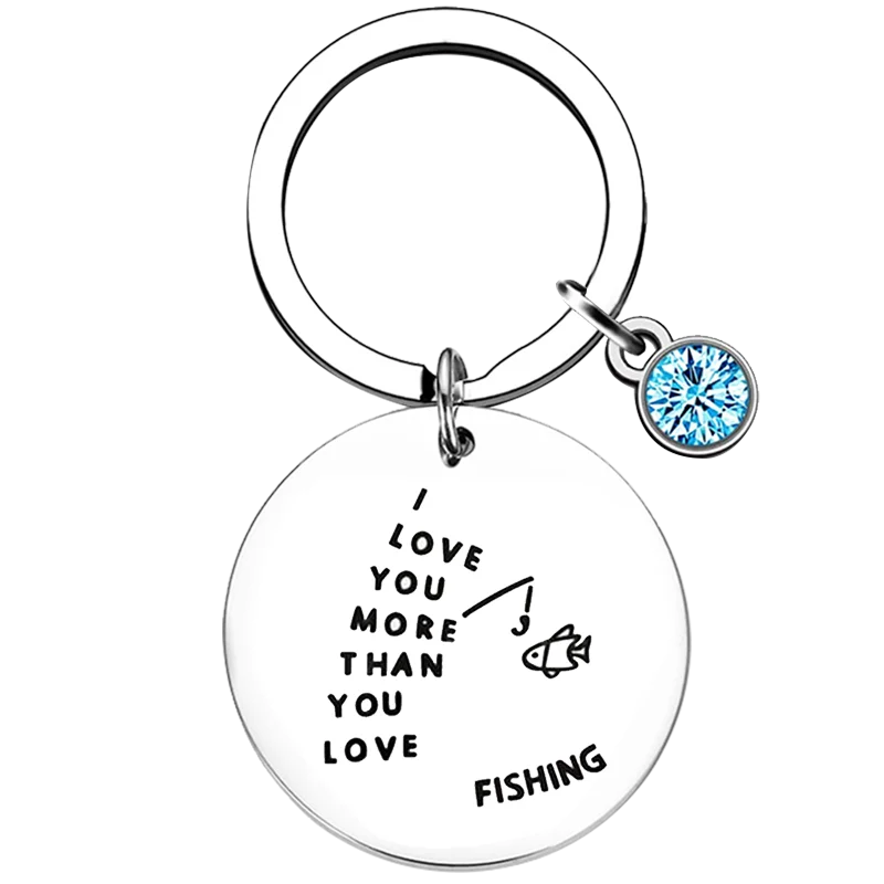 Cute I Love You More Than You Love Fishing Keychain Fisherman Gifts Key Chain Pendant Jewelry Husband Dad Birthday Gifts Gift