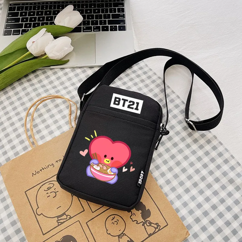 Bt21 Kawaii Anime Shooky Mang Koya Canvas Shoulder Bag Cute Cartoon Shooky Mang Koya Crossbody Bag Coin Purse