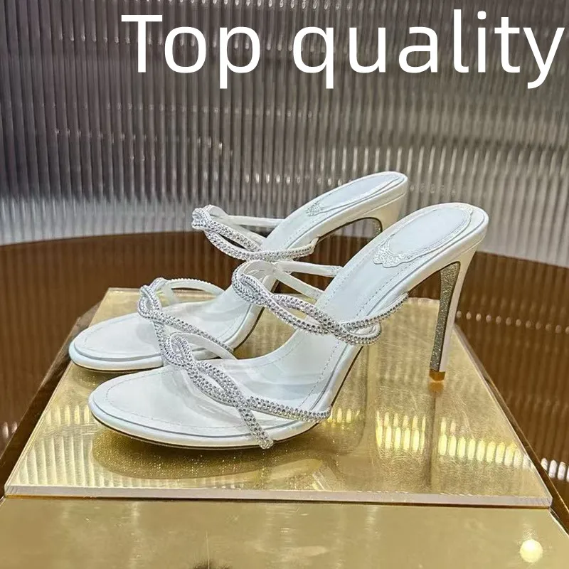 صنادل مصارع صيفية جديدة بكعب عالٍ مع زخرفة ماسية لامعة صنادل كاجوال نسائية مفتوحة من الأمام موضة خارجية مع h