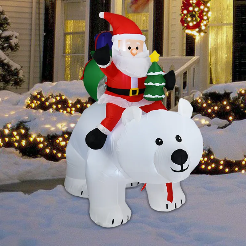 

Christmas Inflatable Santa Ride Polar Bear LED Glow Gas